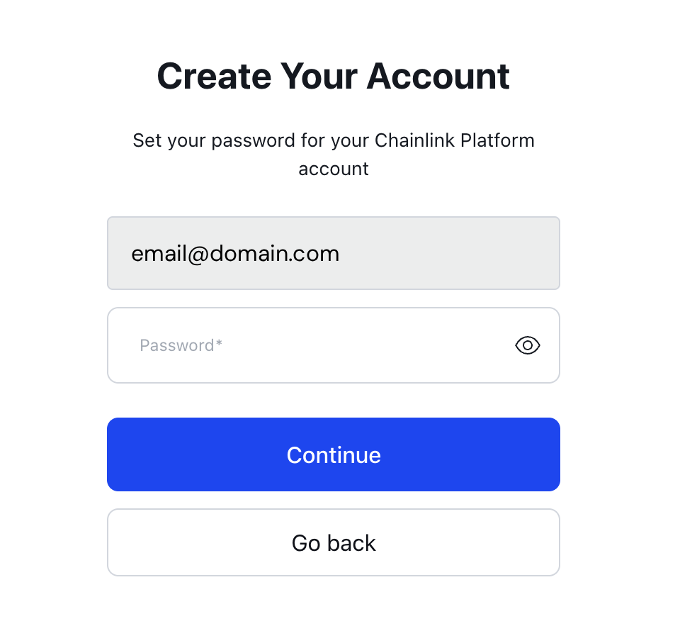 Set password screen